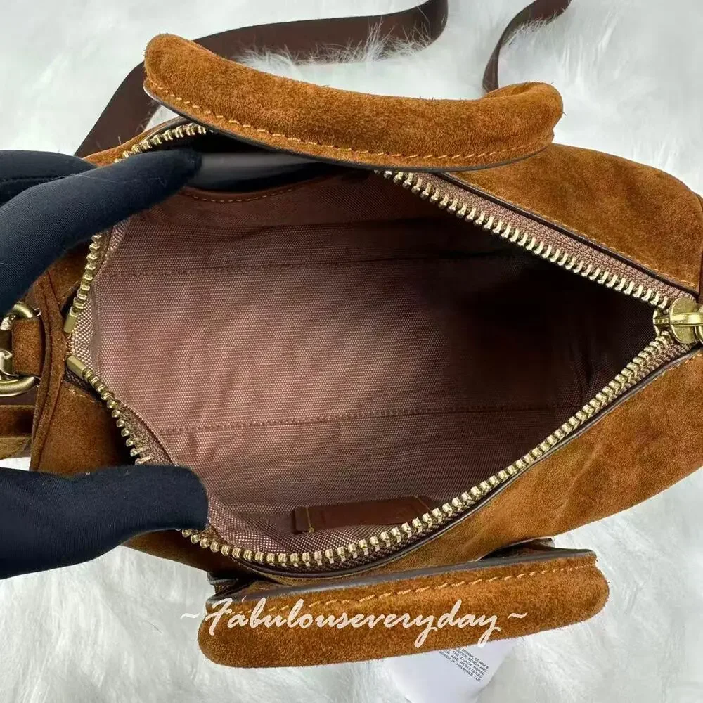 Coach Compass Bag 25 Crossbody/Shoulder In Suede/Gold/Warm Brown CCX40 NWT